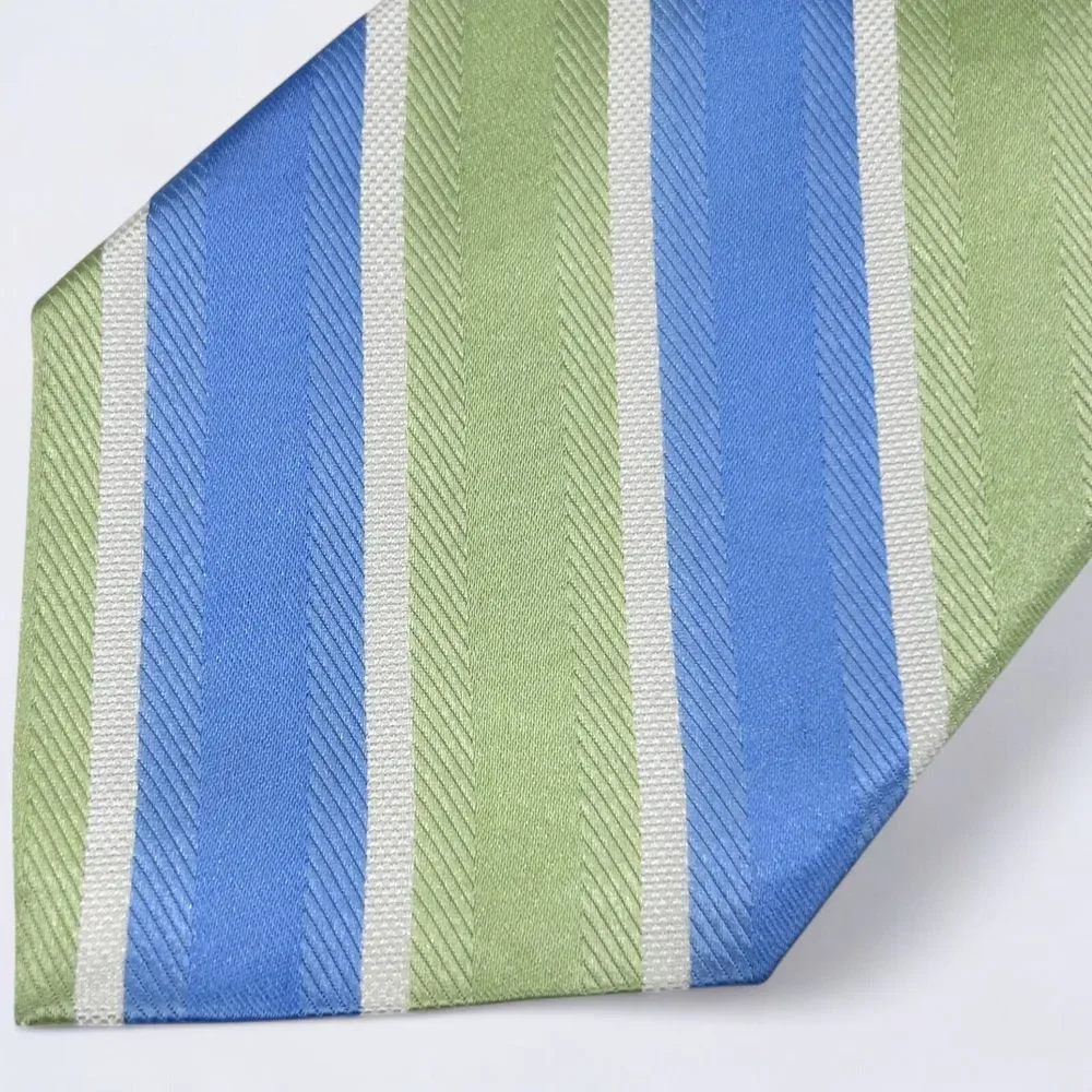NEW Nautica‎ Repp Necktie Adult 57x3.5 Blue Green Striped 100% Silk Formal